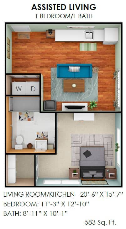 Senior Living - Assisted Living - 1 Bed - 1 Bath