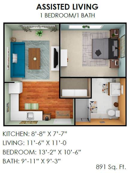 Senior Living - Assisted Living - 1 Bed - 1 Bath