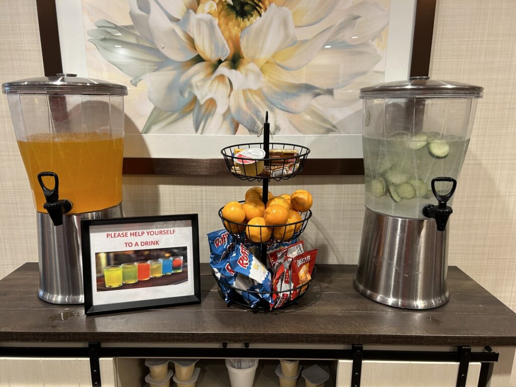 Snacks and fresh beverages at our Hydration Station offer a subtle reminder to residents to eat and drink through the day. At Traditions of Lebanon in Lebanon, OH.